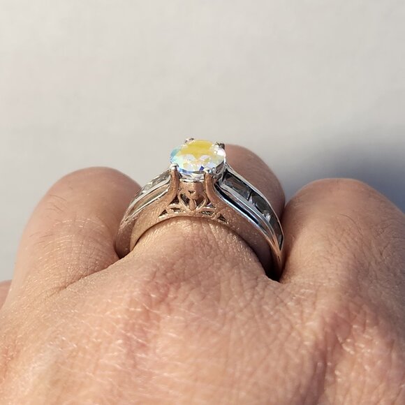 VTG NIB 925 Mercury Mystic Topaz Aurora Borealis Ring Size 7 - Picture 9 of 15